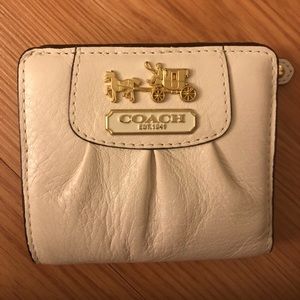 Coach wallet - white and blue with gold detail